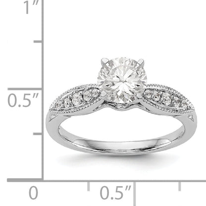 14K White Gold Diamond Peg Set CZ Engagement Ring