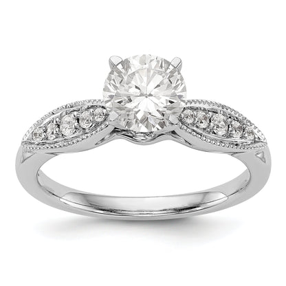 14K White Gold Diamond Peg Set CZ Engagement Ring