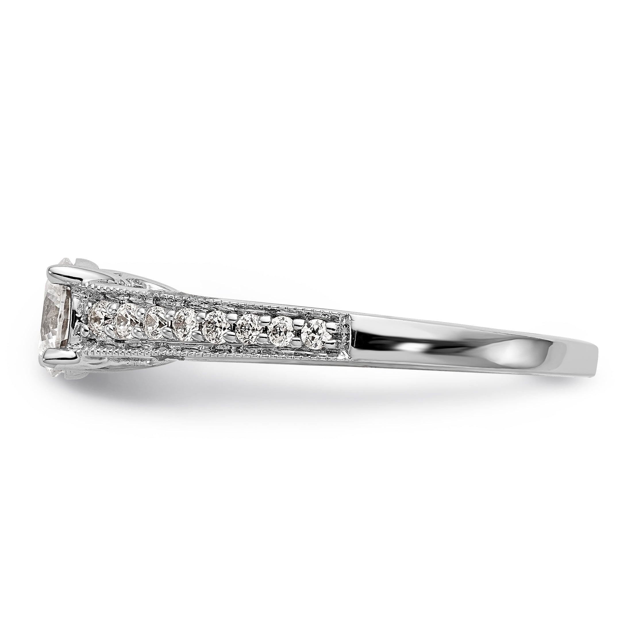 14K White Gold Simulated Diamond Engagement Ring