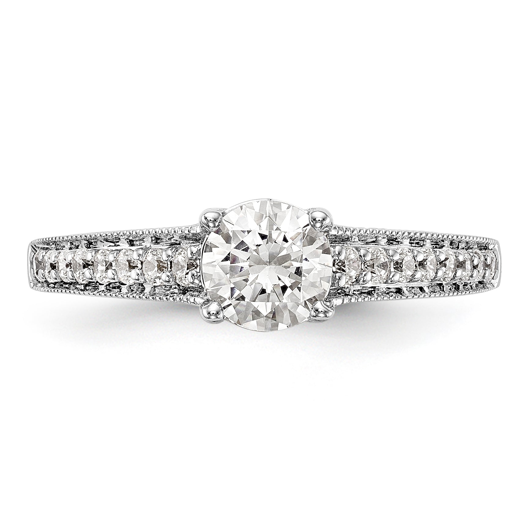 14K White Gold Simulated Diamond Engagement Ring