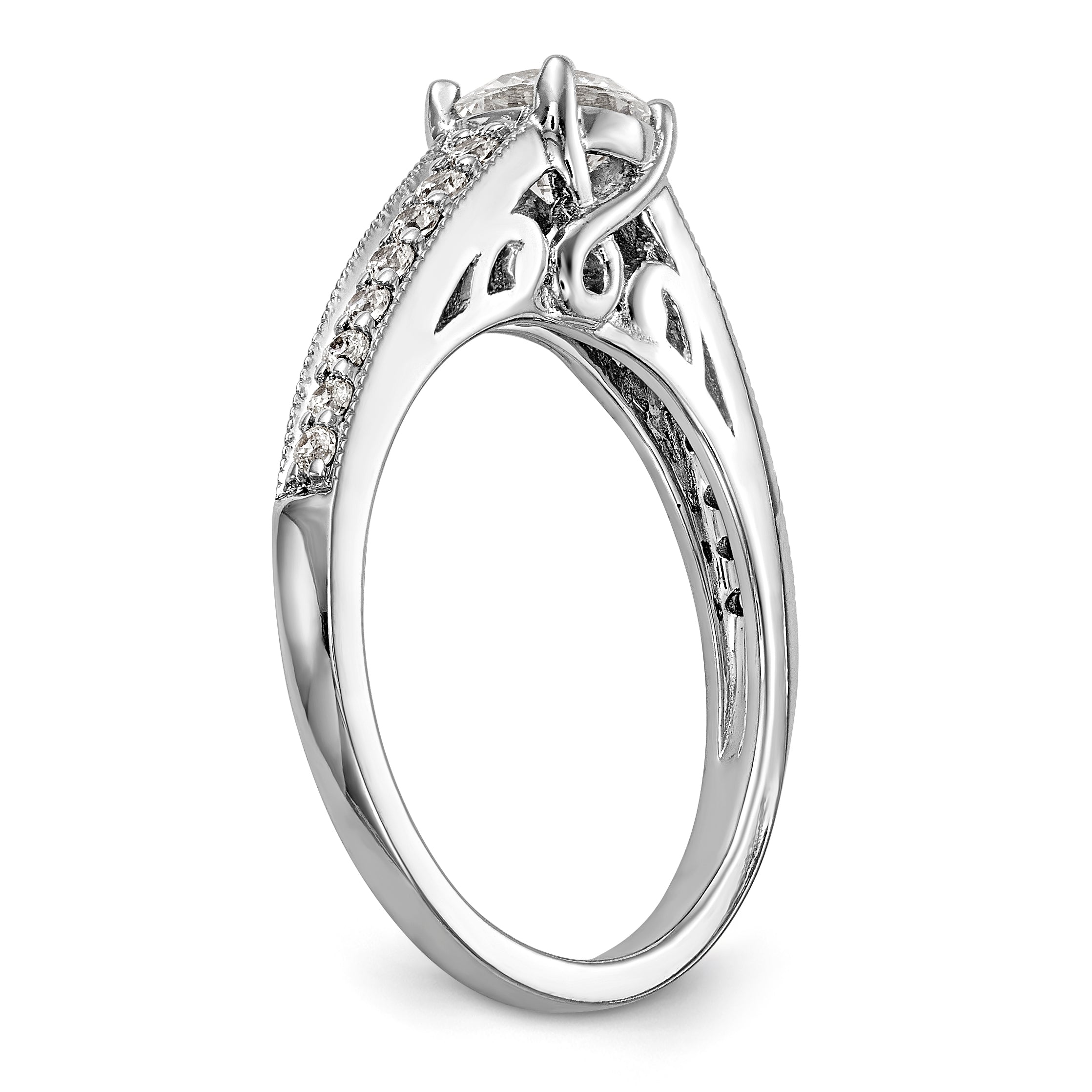 14K White Gold Simulated Diamond Engagement Ring