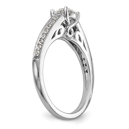 14K White Gold Simulated Diamond Engagement Ring