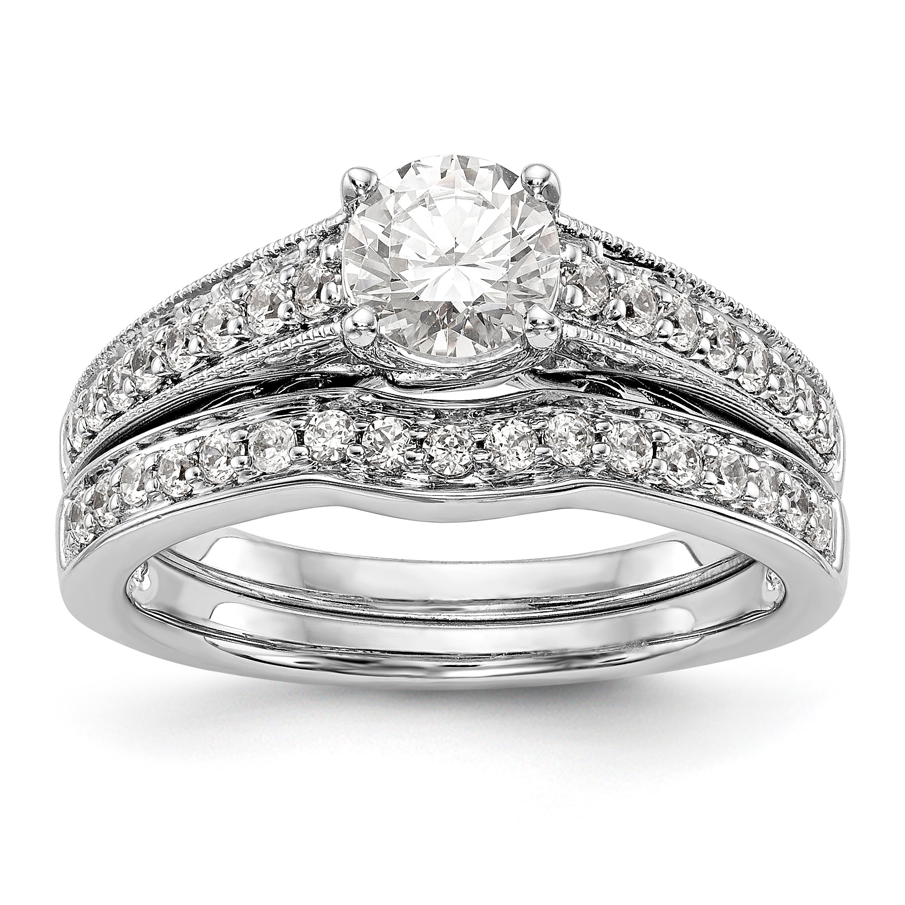 14K White Gold Simulated Diamond Engagement Ring