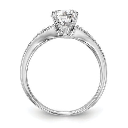 14K White Gold Diamond Peg Set CZ Engagement Ring