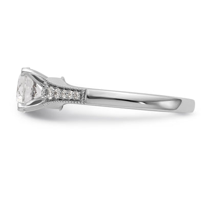 14K White Gold Diamond Peg Set CZ Engagement Ring