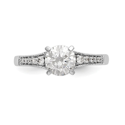 14K White Gold Diamond Peg Set CZ Engagement Ring