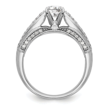 14K White Gold Peg Set Simulated Diamond Engagement Ring