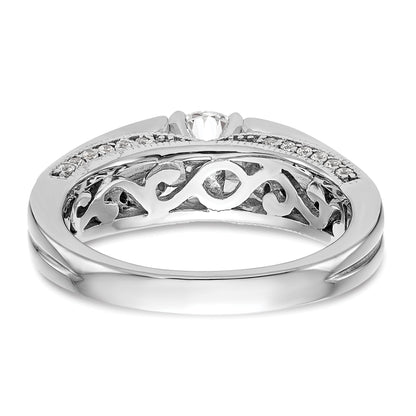 14K White Gold Peg Set Simulated Diamond Engagement Ring