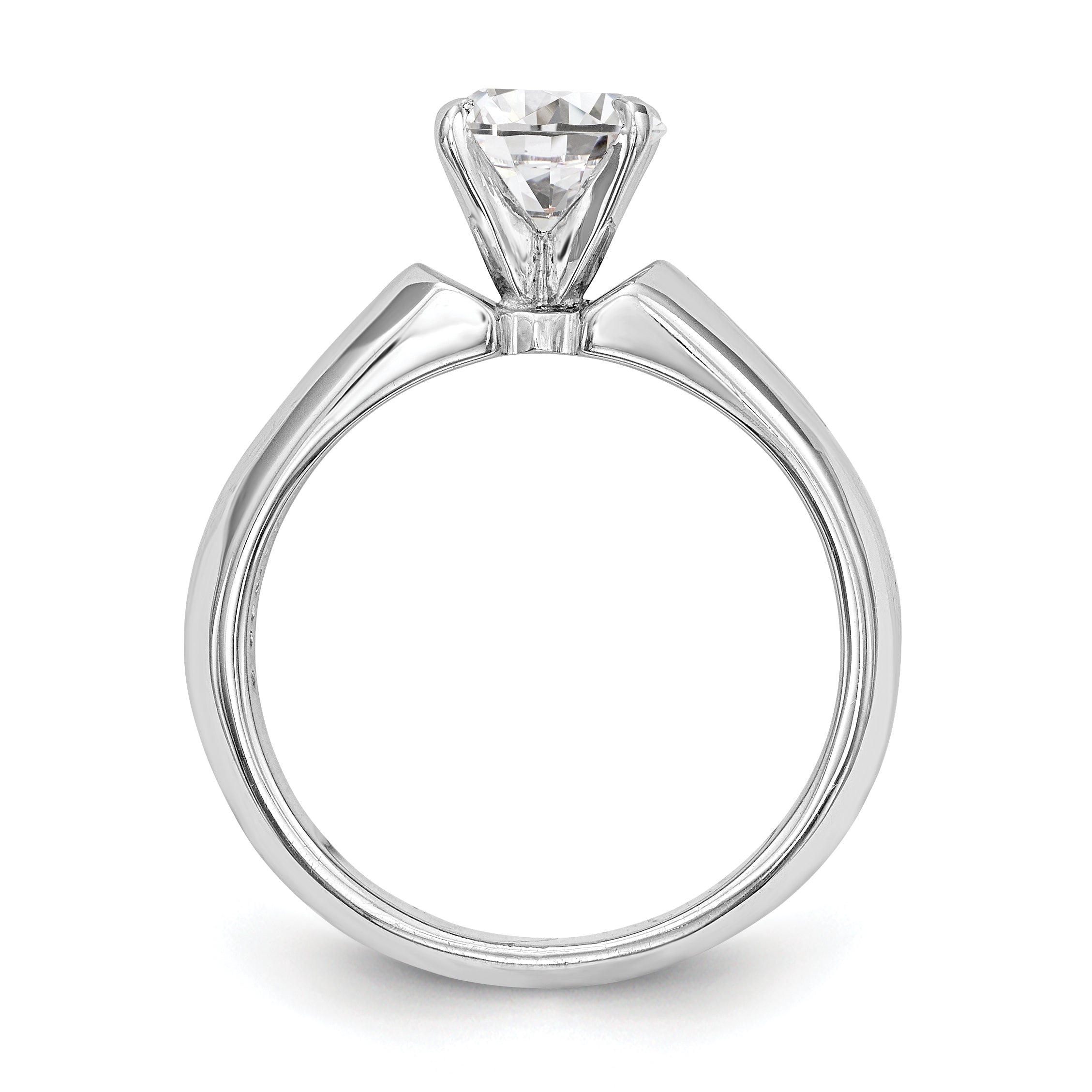 14K White Gold Diamond Peg Set CZ Engagement Ring
