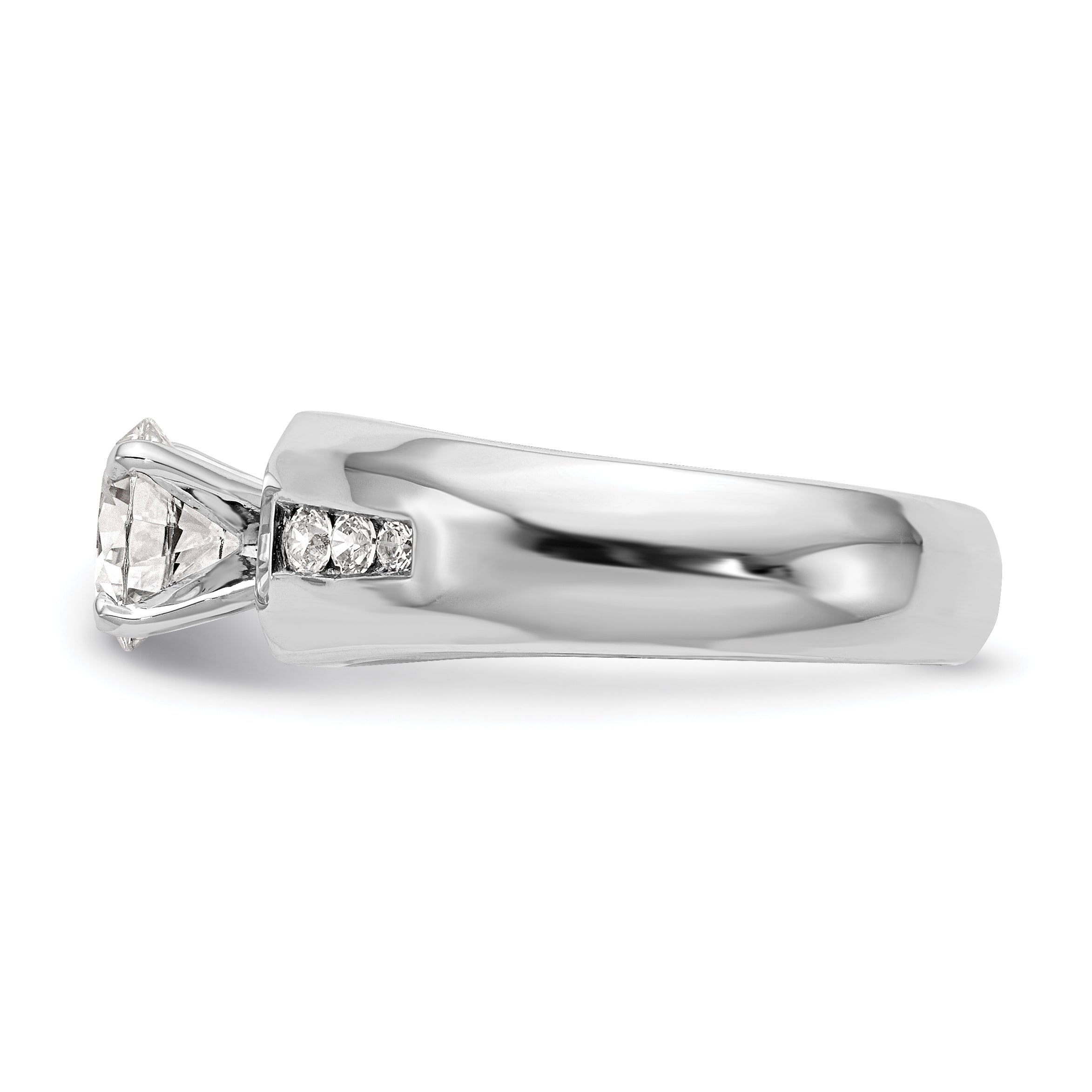 14K White Gold Diamond Peg Set CZ Engagement Ring