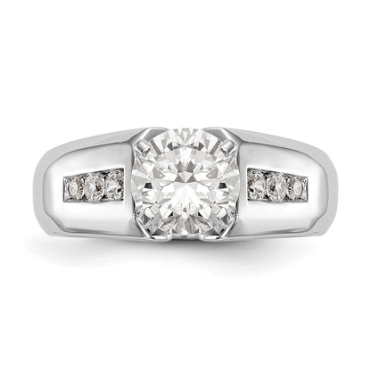 14K White Gold Diamond Peg Set CZ Engagement Ring