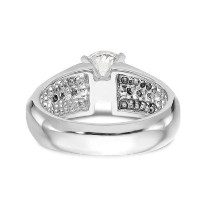 14K White Gold Diamond Peg Set CZ Engagement Ring