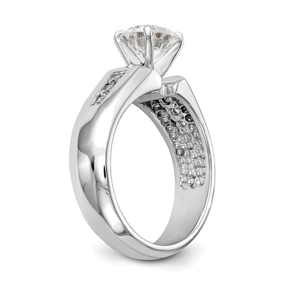 14K White Gold Diamond Peg Set CZ Engagement Ring
