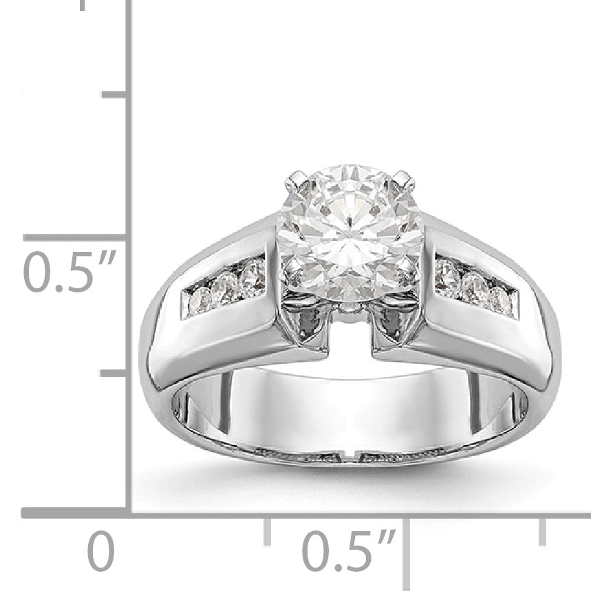 14K White Gold Diamond Peg Set CZ Engagement Ring