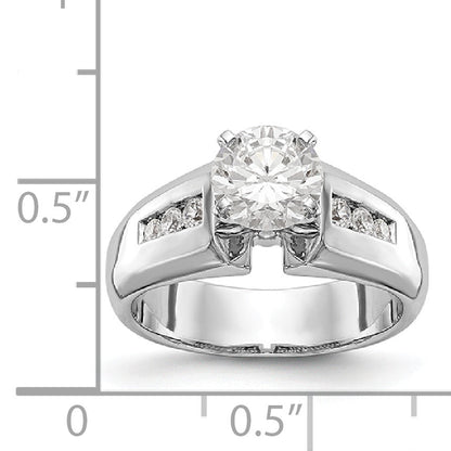 14K White Gold Diamond Peg Set CZ Engagement Ring