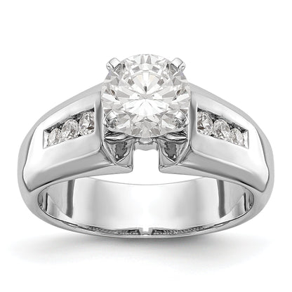 14K White Gold Diamond Peg Set CZ Engagement Ring