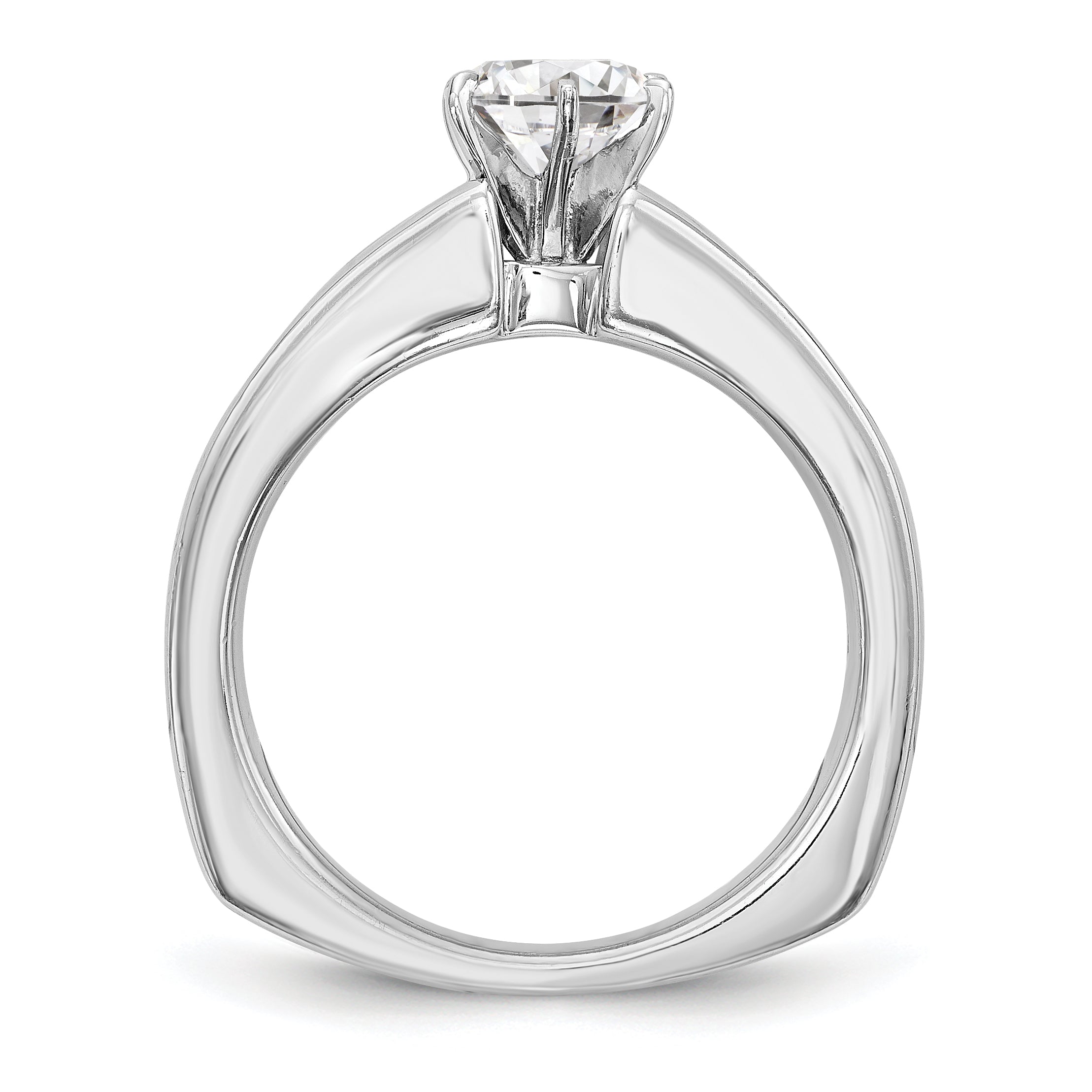 14K White Gold Diamond Peg Set CZ Engagement Ring
