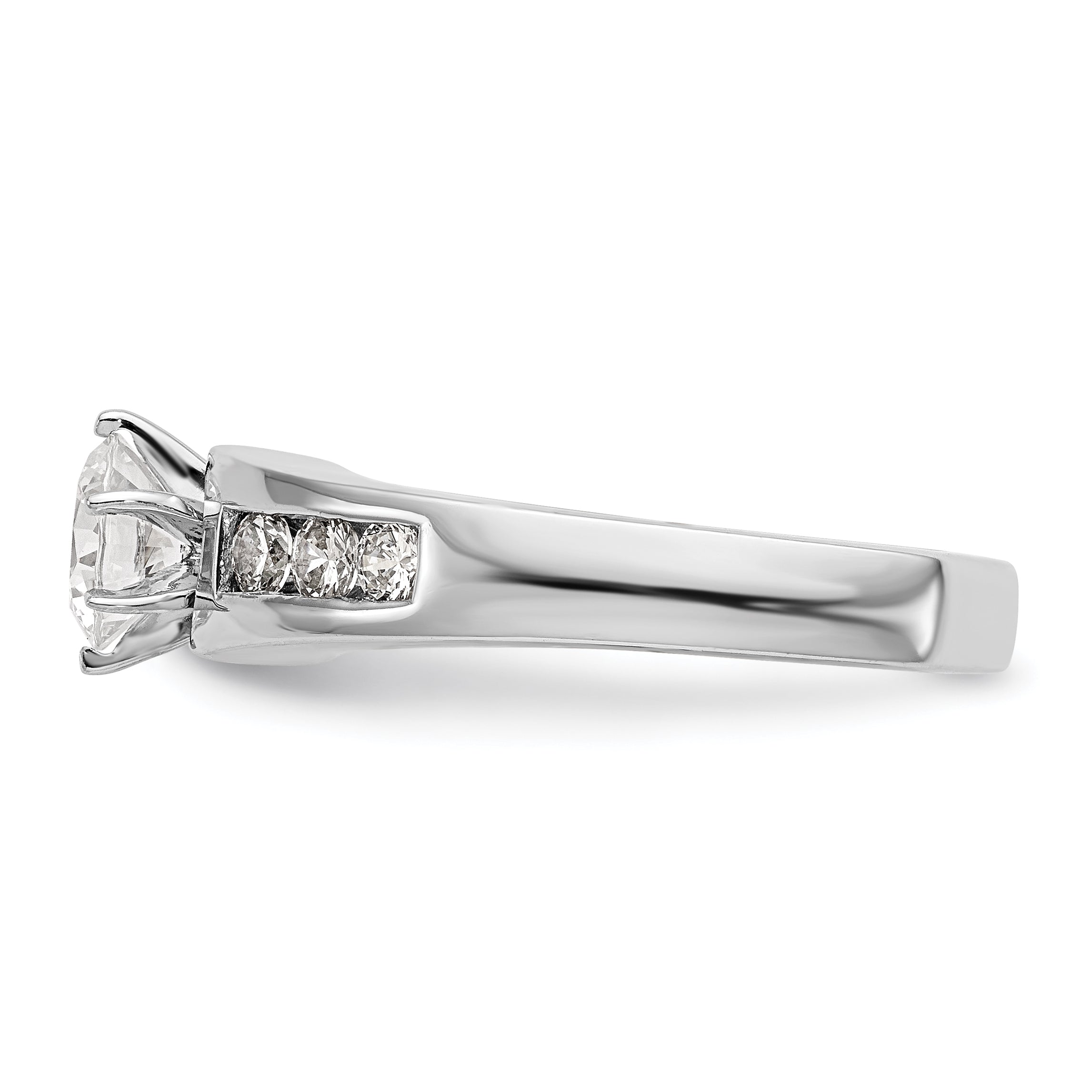 14K White Gold Diamond Peg Set CZ Engagement Ring