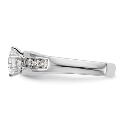 14K White Gold Diamond Peg Set CZ Engagement Ring