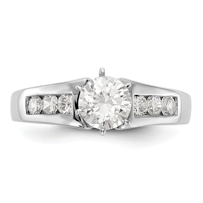 14K White Gold Diamond Peg Set CZ Engagement Ring