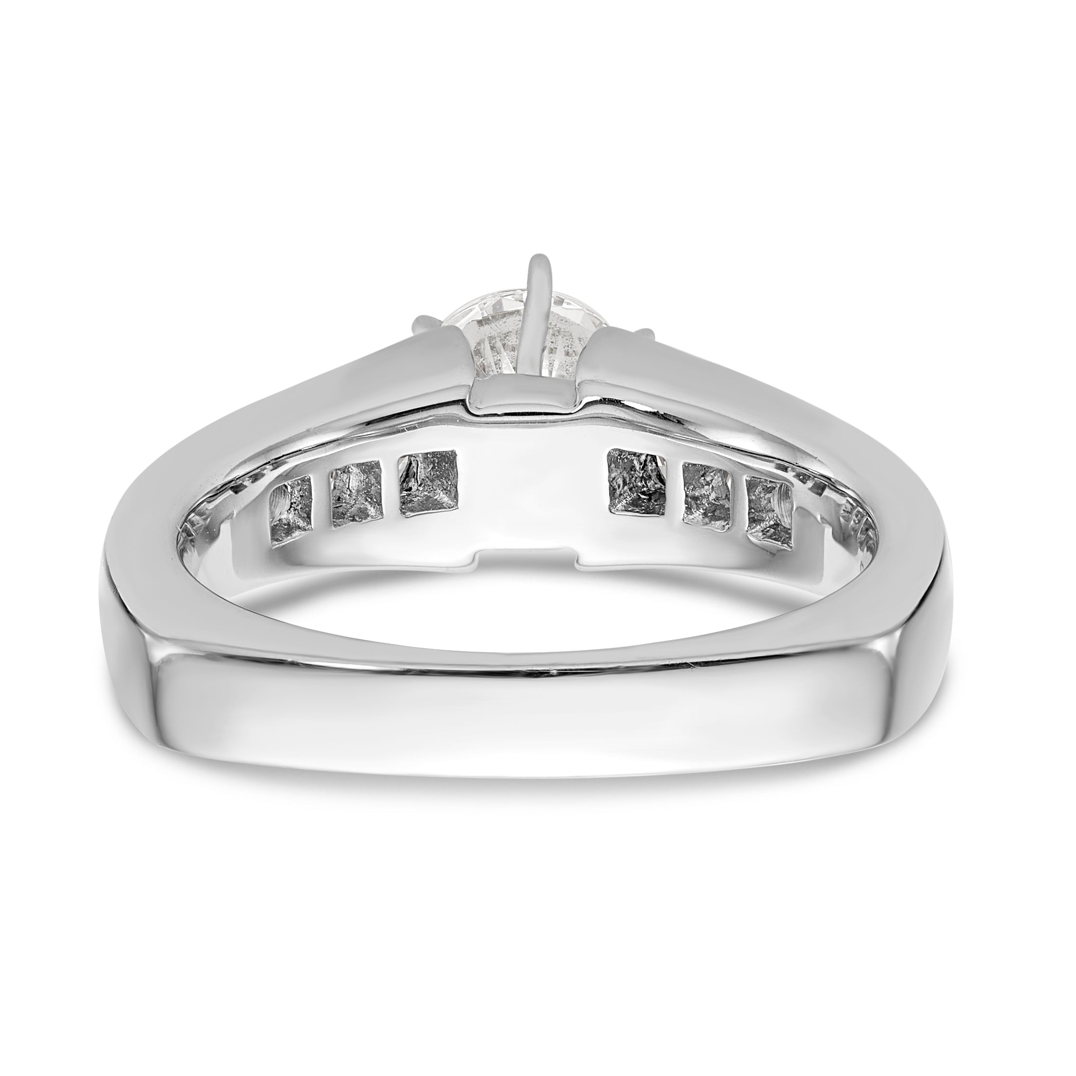 14K White Gold Diamond Peg Set CZ Engagement Ring
