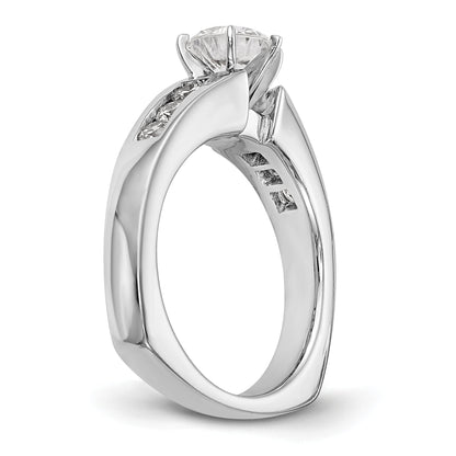 14K White Gold Diamond Peg Set CZ Engagement Ring