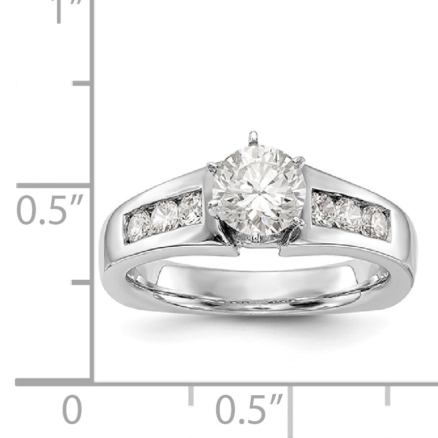 14K White Gold Diamond Peg Set CZ Engagement Ring