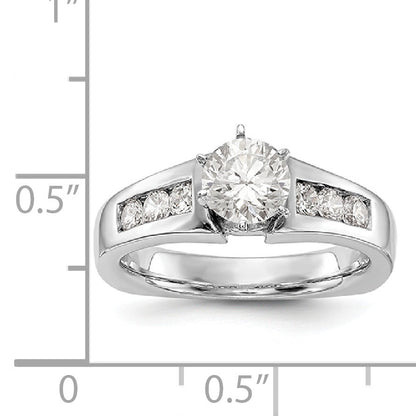 14K White Gold Diamond Peg Set CZ Engagement Ring