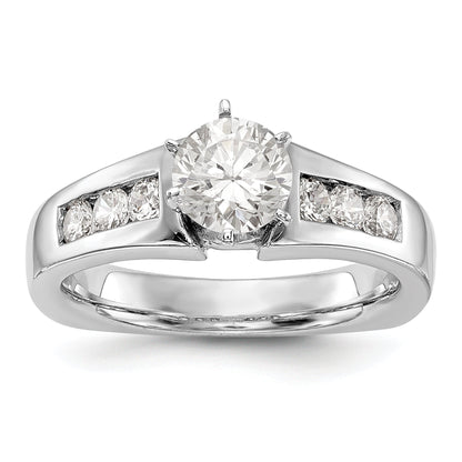14K White Gold Diamond Peg Set CZ Engagement Ring
