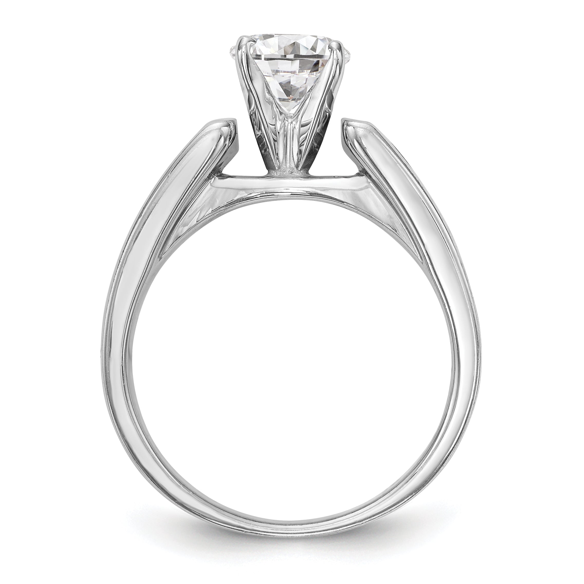 14K White Gold Diamond Peg Set CZ Engagement Ring