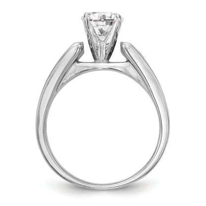 14K White Gold Diamond Peg Set CZ Engagement Ring