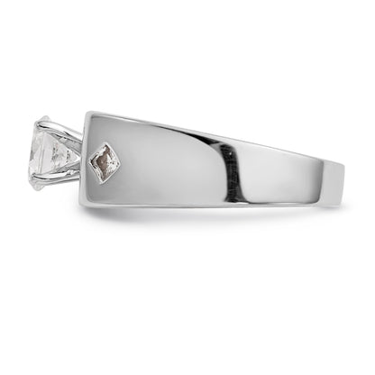 14K White Gold Diamond Peg Set CZ Engagement Ring