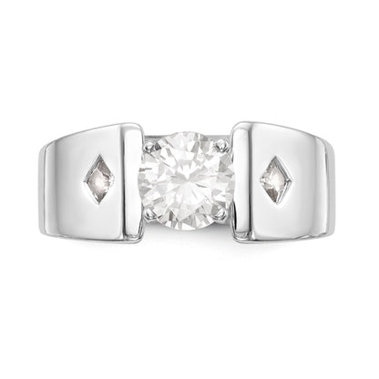 14K White Gold Diamond Peg Set CZ Engagement Ring