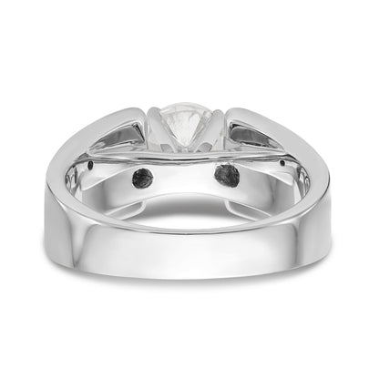 14K White Gold Diamond Peg Set CZ Engagement Ring