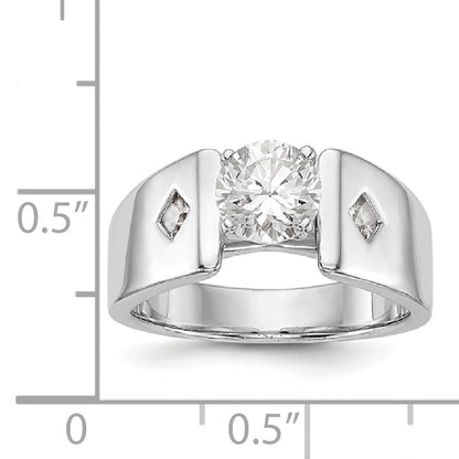 14K White Gold Diamond Peg Set CZ Engagement Ring