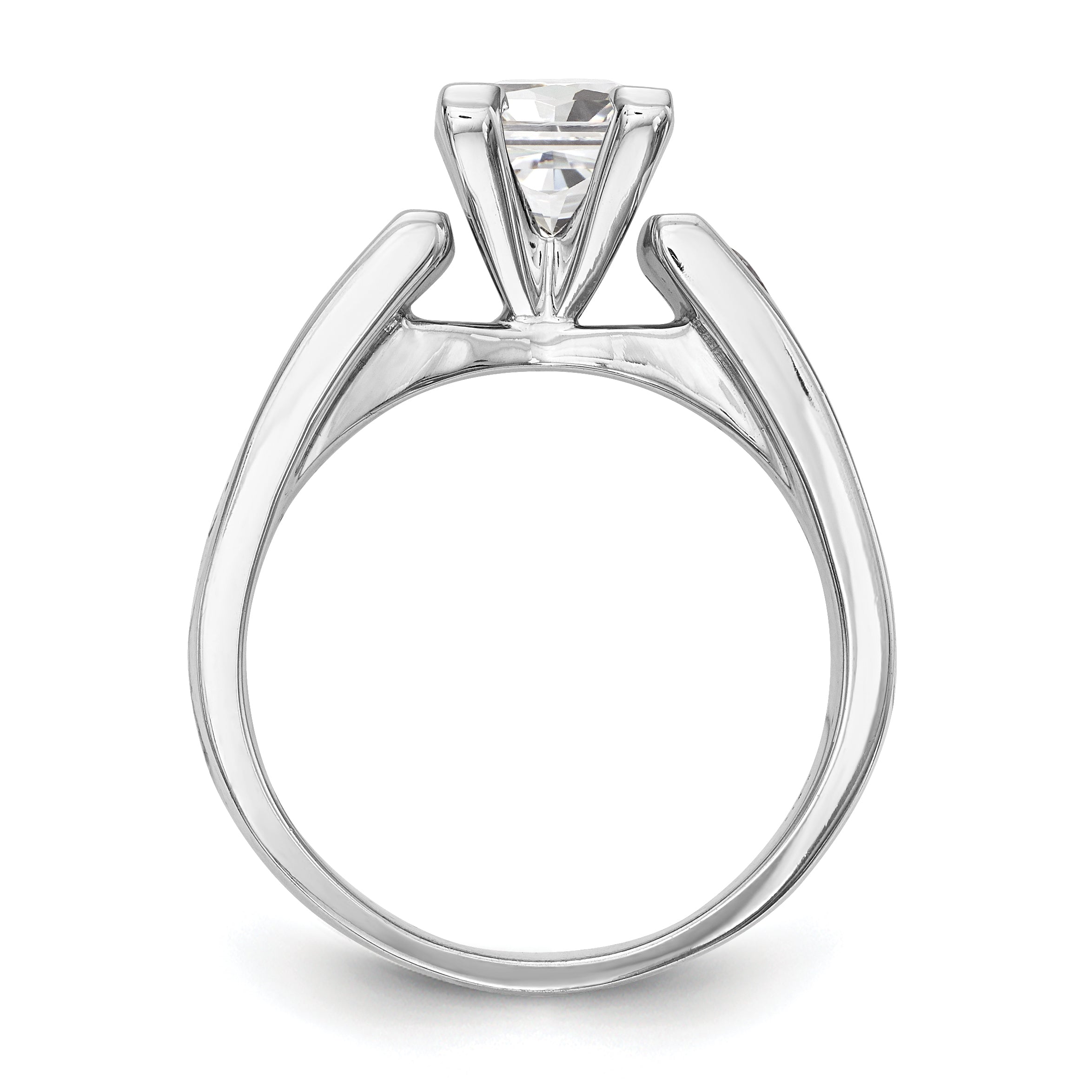 14K White Gold Diamond Peg Set CZ Engagement Ring