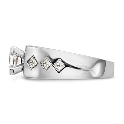 14K White Gold Diamond Peg Set CZ Engagement Ring