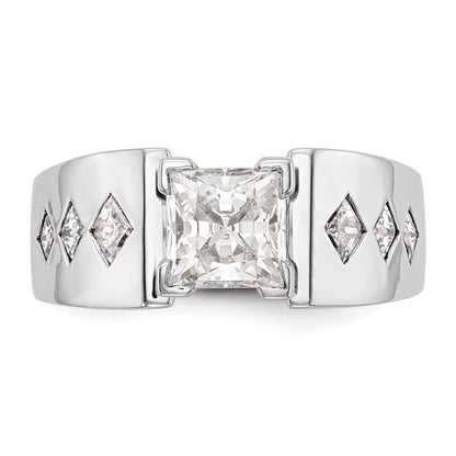 14K White Gold Diamond Peg Set CZ Engagement Ring