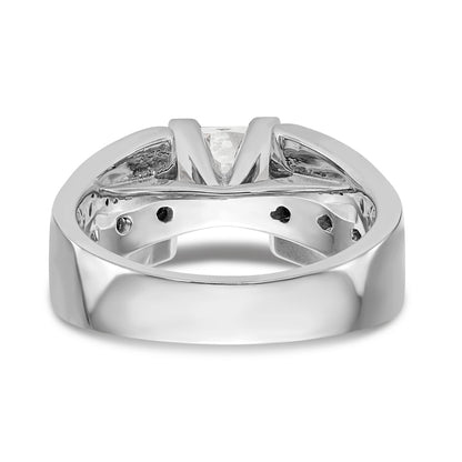 14K White Gold Diamond Peg Set CZ Engagement Ring