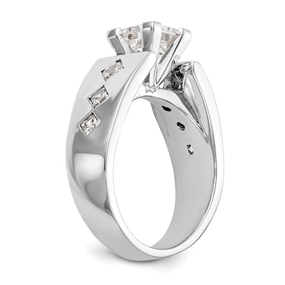 14K White Gold Diamond Peg Set CZ Engagement Ring