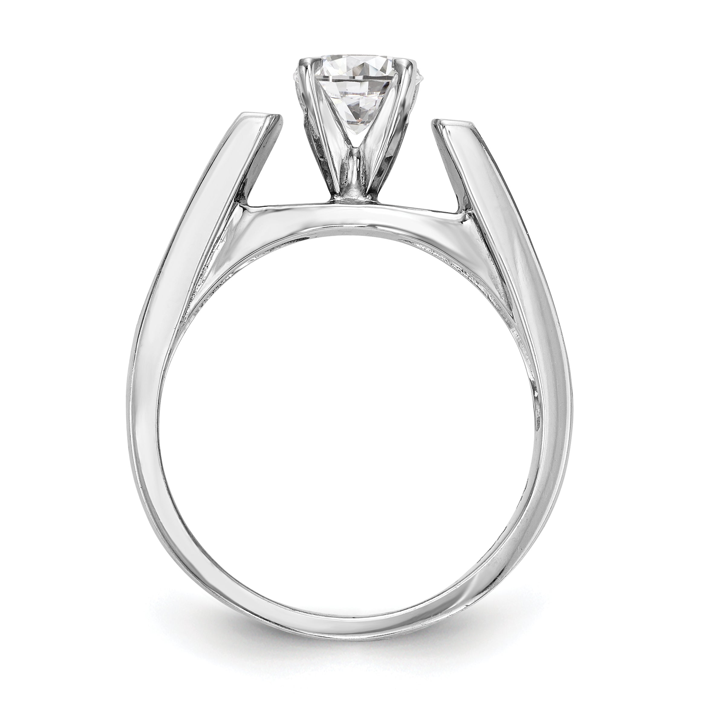 14K White Gold Diamond Peg Set CZ Engagement Ring
