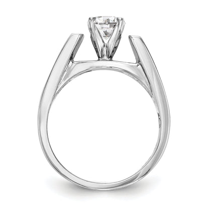 14K White Gold Diamond Peg Set CZ Engagement Ring