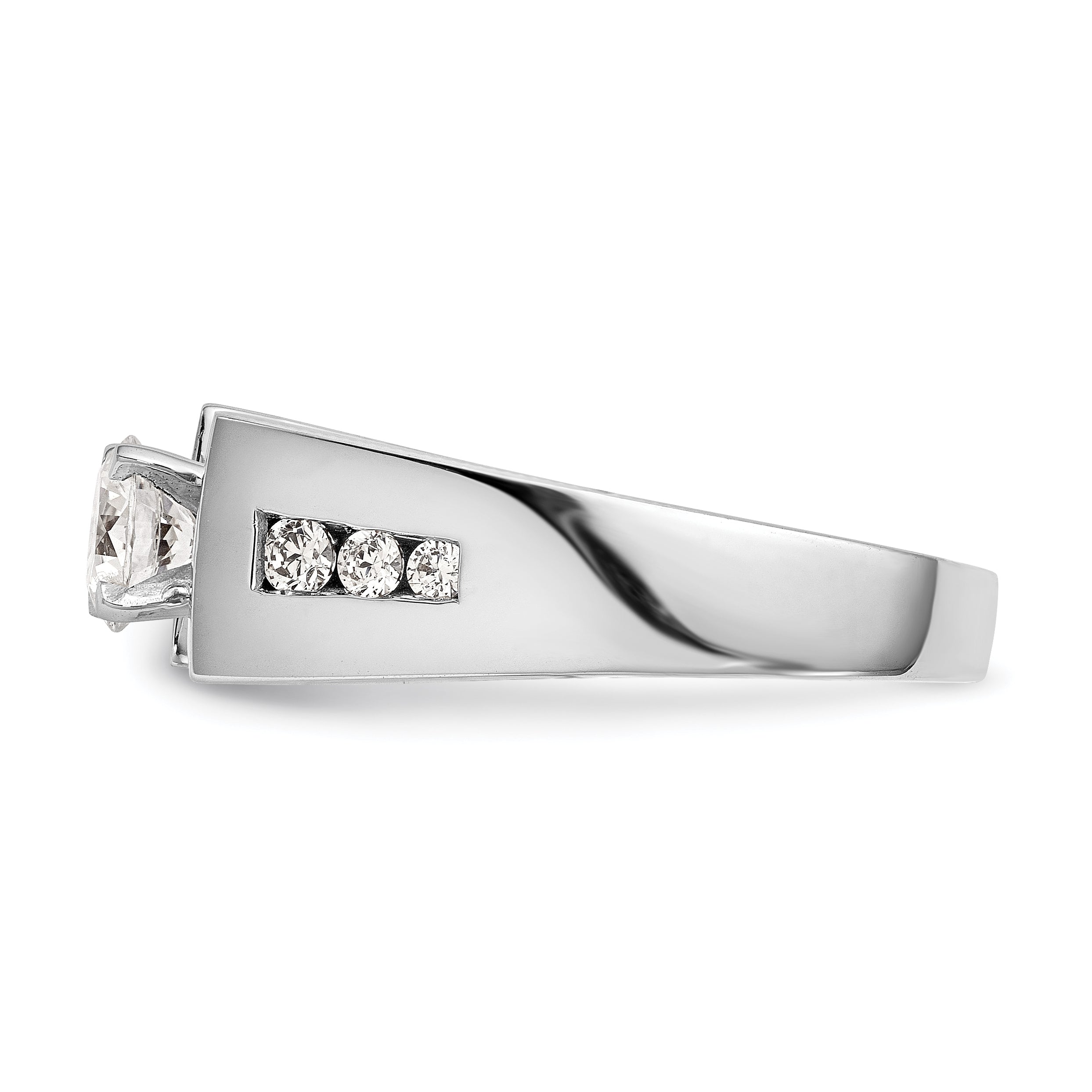 14K White Gold Diamond Peg Set CZ Engagement Ring