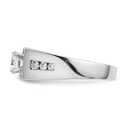 14K White Gold Diamond Peg Set CZ Engagement Ring