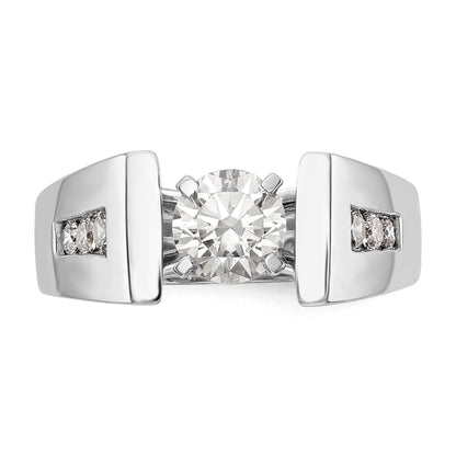14K White Gold Diamond Peg Set CZ Engagement Ring