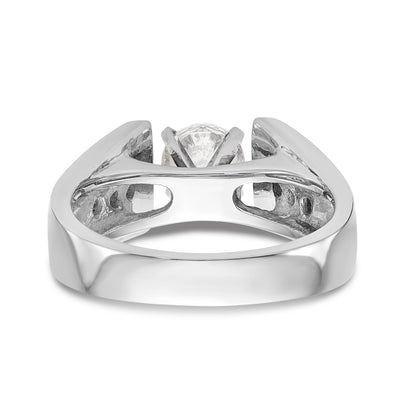 14K White Gold Diamond Peg Set CZ Engagement Ring