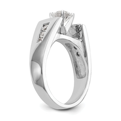 14K White Gold Diamond Peg Set CZ Engagement Ring