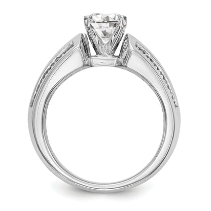 14K White Gold Diamond Peg Set CZ Engagement Ring