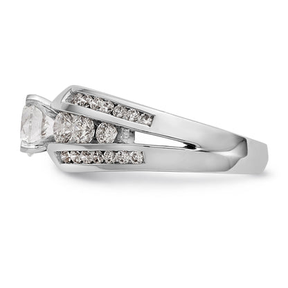 14K White Gold Diamond Peg Set CZ Engagement Ring