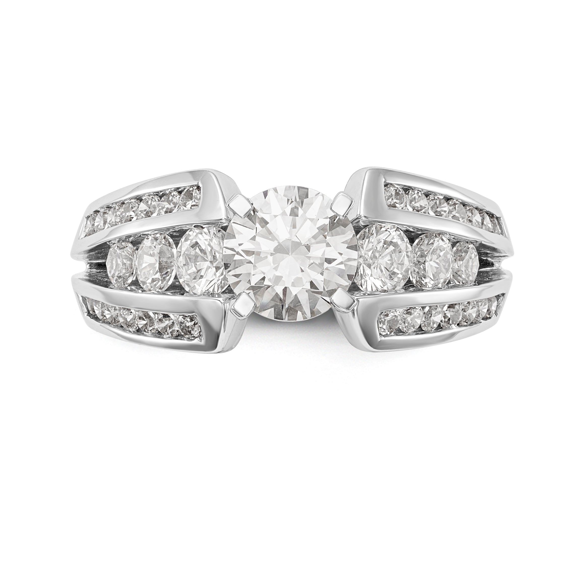 14K White Gold Diamond Peg Set CZ Engagement Ring